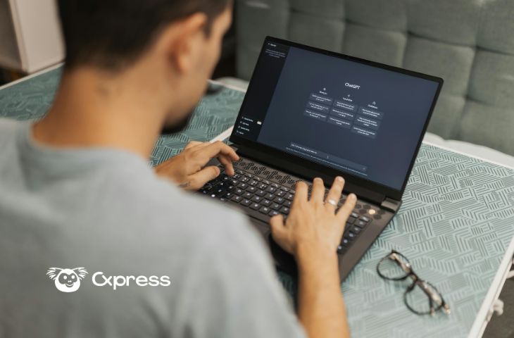 Profissional usando agentes inteligentes de IA para atendimento ao cliente pelo celular